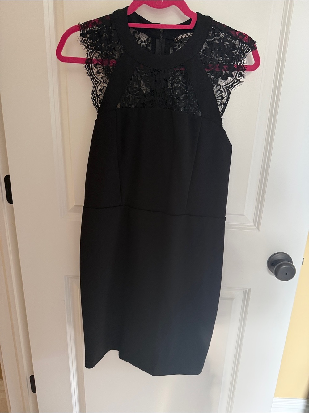 Express Black Lace Yoke Sheath Dress